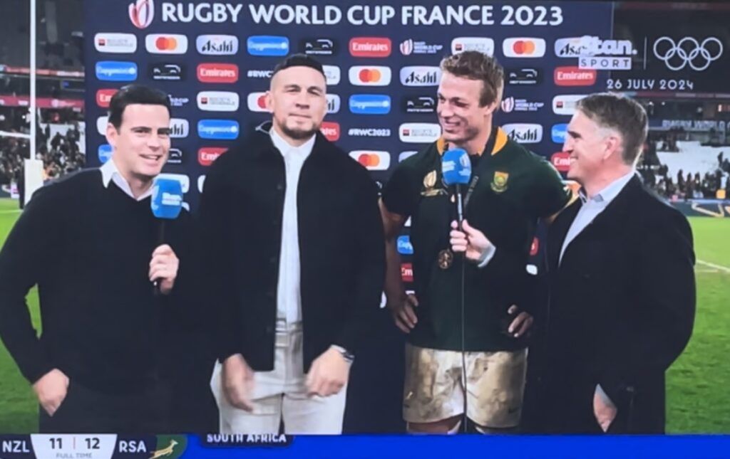 Sonny Bill Williams Interviews GOAT Pieter-Steph du Toit After South Africa Wins Rugby World Cup