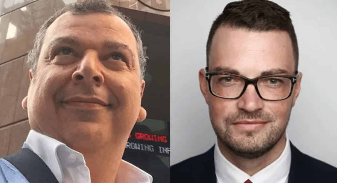 Gossip troll Andrew Hornery (left) has built a career on a foundation of bullying and defaming women at The Sydney Morning Herald. His boss, Bevan Shields (right), continues to defend him. Credit: Instagram/SMH.