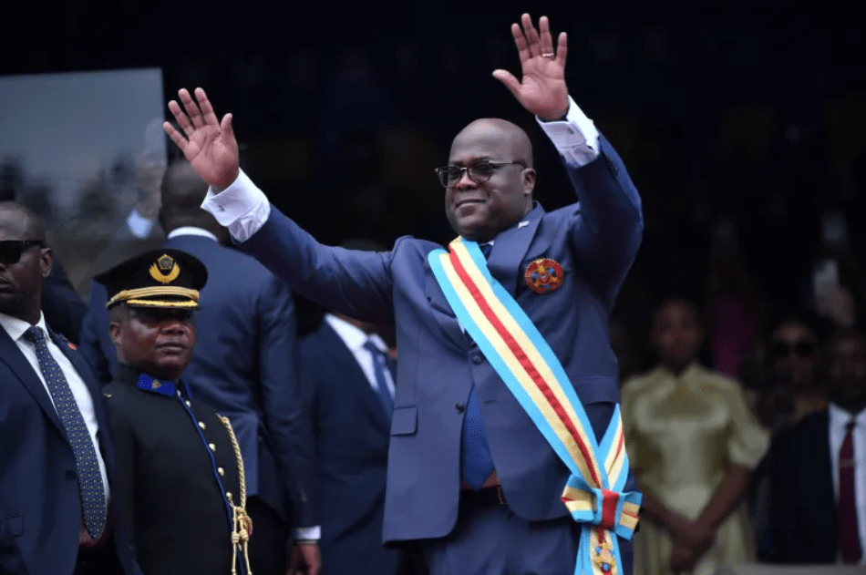 President Felix Tshisekedi is pictured during his swearing in ceremony for a second term in Kinshasa, Democratic Republic of the Congo, on January 20, 2024. Credit: AP.