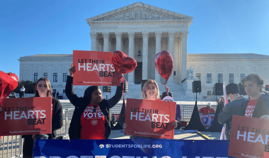 Anti-abortion protesters march outside the Supreme Court on Nov. 1, 2021. Credit: Katie Barlow.