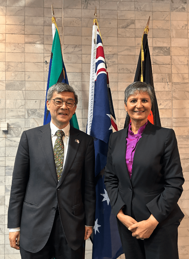 Harinder Kaur Sidhu is an Australian diplomat, currently serving as the High Commissioner of Australia to New Zealand. Pictured with Ambassador of Japan to New Zealand Osawa Makoto. Credit: Twitter/X.