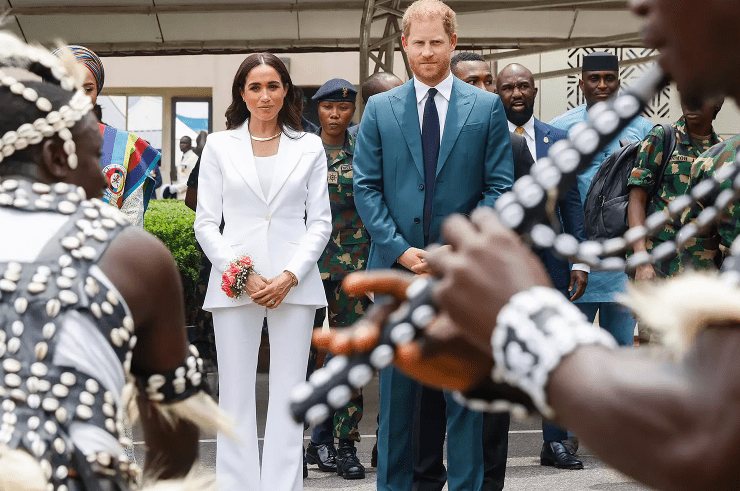 Prince Harry and Meghan, Duchess of Sussex in Abuja, Nigeria, on May 10, 2024. CREDIT: ANDREW ESIEBO/GETTY IMAGES FOR THE ARCHEWELL FOUNDATION
