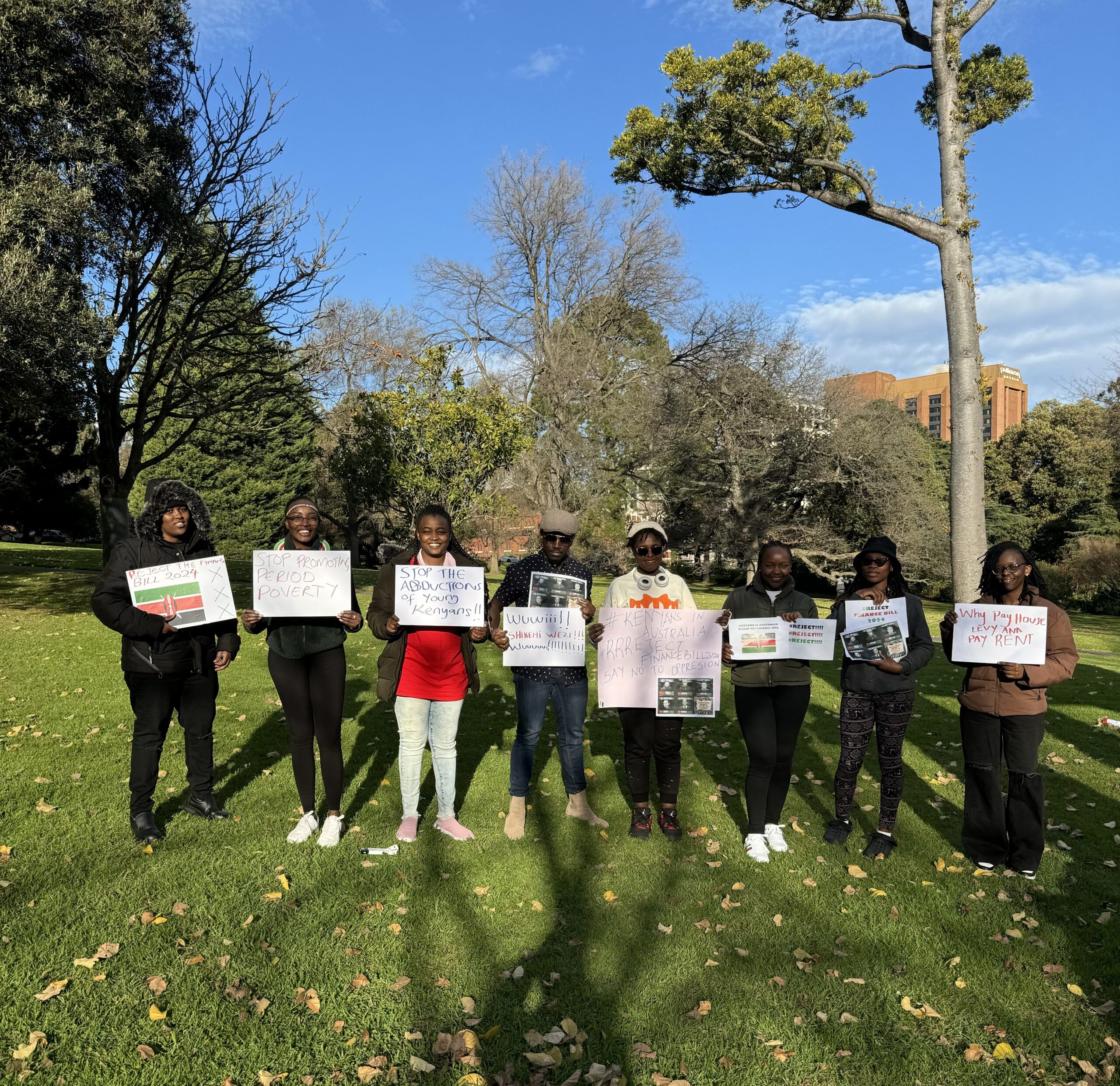 Members of the Kenyan community gathered in Melbourne on June 25th to protest Kenya's finance bill 2024, which was recently passed by lawmakers. Credit: BACKCOVERNEWS.COM