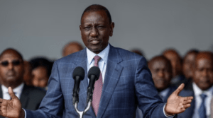 President of Kenya William Ruto addresses members of the media during a press conference at the State House in Nairobi, on June 26, 2024. (Photo by SIMON MAINA / AFP)