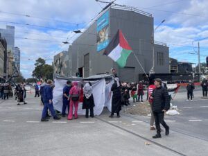 Pro-Palestine activists transformed the city of Melbourne on Sunday. Credit: supplied.