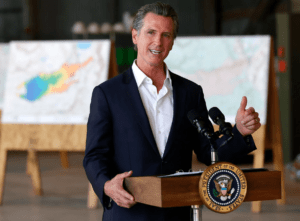 California governor, Gavin Newsom, is tipped as a favourite to replace President Biden. Credit: Getty