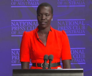 Prominent lawyer, human rights advocate, and former director of the Sir Zelman Cowen Centre at Victoria University, Nyadol Nyuon, has made bold allegations of systemic racism against Victoria University. Credit: YouTube