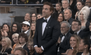 Ryan Reynolds made a joke that fell flat at the SNL 50th Anniversary in NYC on Sunday. His embattled wife Blake Lively watched on. Credit: supplied.