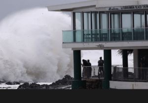 Waves surge at Currumbin Vikings Surf Club on the Gold Coast as Tropical Cyclone Alfred approaches, with landfall anticipated between Noosa and Coolangatta on Saturday morning. Credit: Reuters