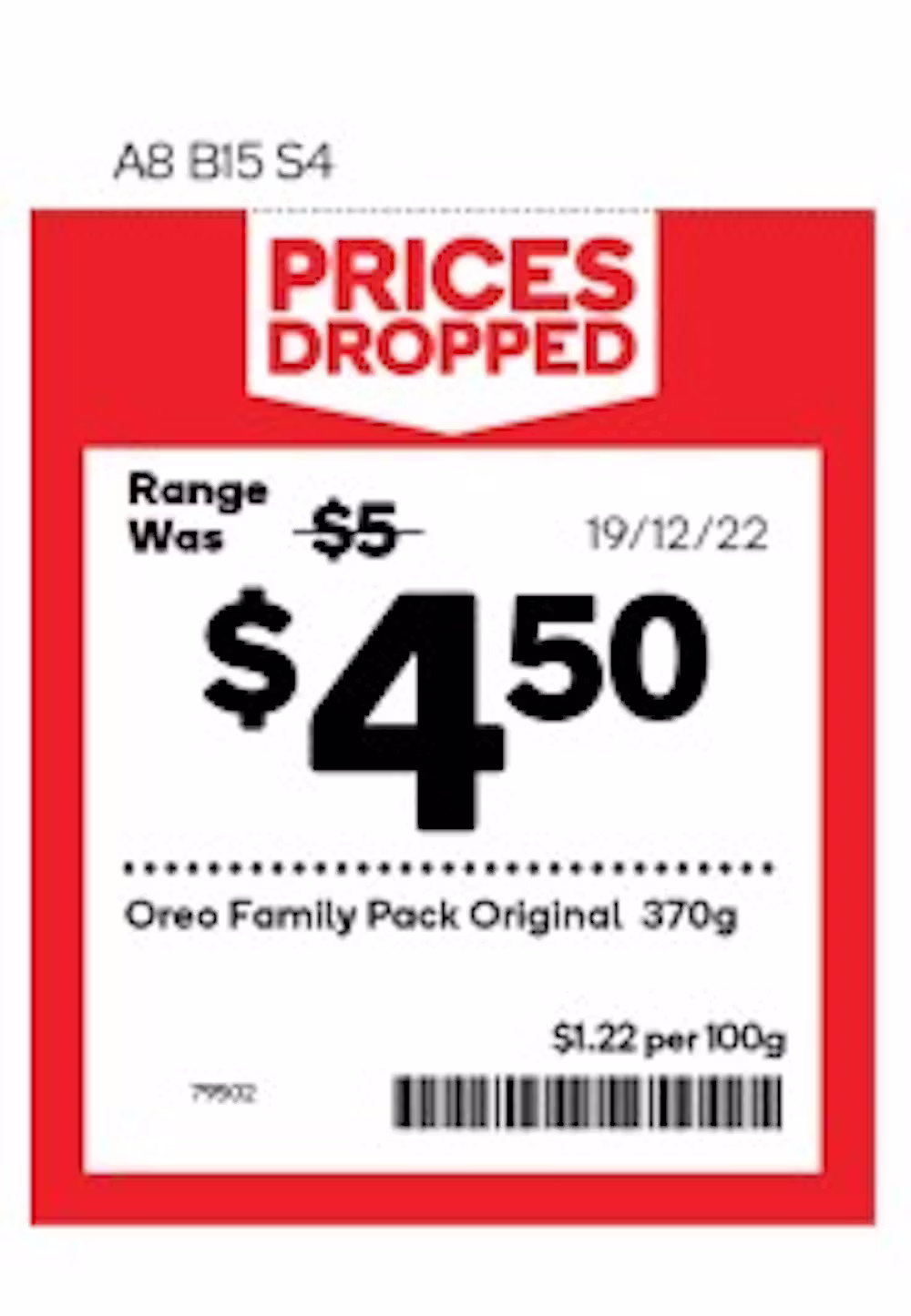 One of the examples of ‘prices dropped’ discounts in the Woolworths case. Credit: ACCC